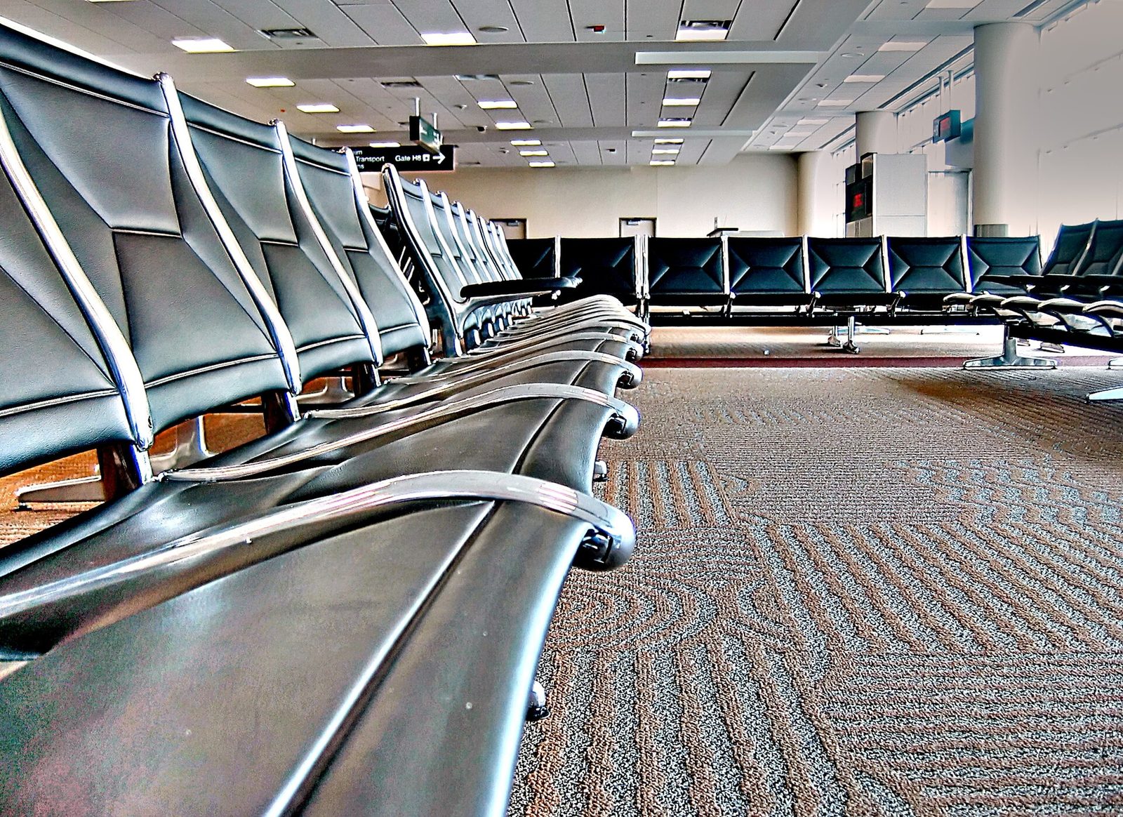 Rows of empty seats in a quiet terminal